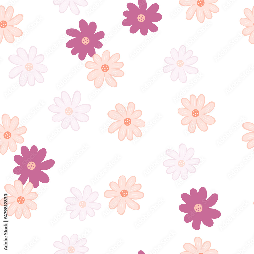 Doodle ditsy seamless pattern. Hand drawn chamomile print. Abstract floral ornament Doodle ditsy seamless pattern. Hand drawn chamomile print. Abstract floral ornament