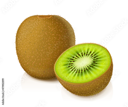 Kiwi. Exotic ripe juicy fruit, Isolated on white background. Eps10 vector illustration.