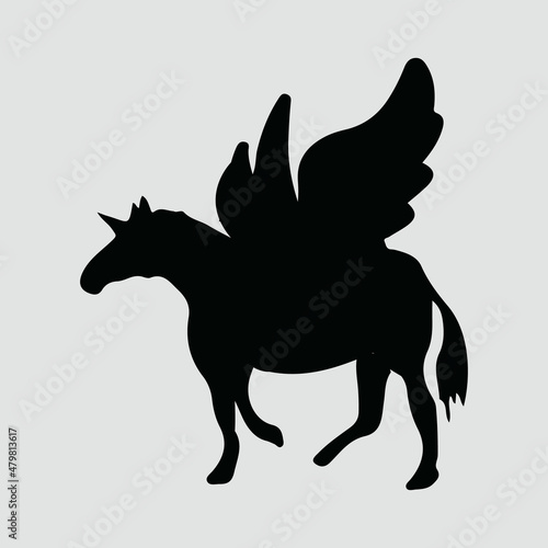 Simple Unicorn Silhouette Vector Illustration © Nandinigraphics