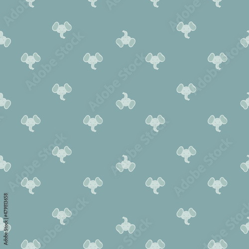 Elephant pattern seamless in freehand style. Head animals on colorful background. Vector illustration for textile.