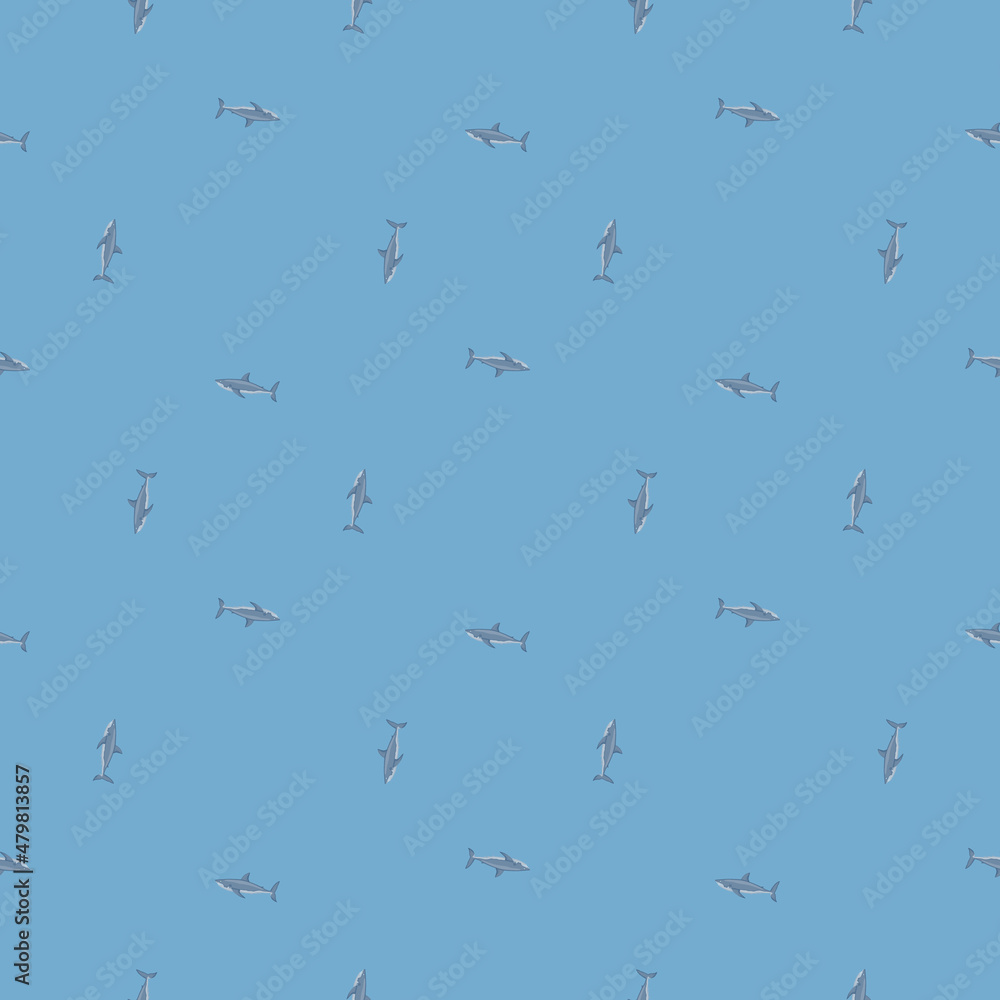 White shark seamless pattern in scandinavian style. Marine animals background. Vector illustration for children funny textile. White shark seamless pattern in scandinavian style. Marine animals background. Vector illustration for children funny textile.