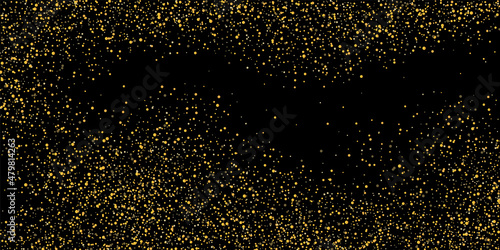 Wallpaper Mural Gold glitter confetti on a black background. Shiny sand particles are scattered. Decorative items. Luxury background for your design, greeting cards, invitations, vector Torontodigital.ca