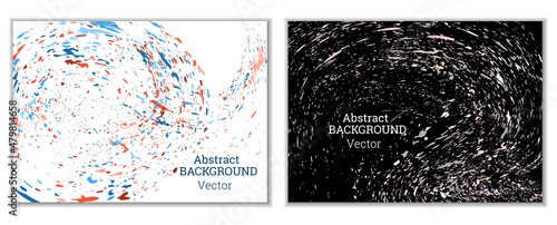 Multicolored paint splashes, smears, dust particles and debris are carried by the wind. A set of two templates. Design template for the design of banners, posters, booklets, covers, magazines. EPS 10
