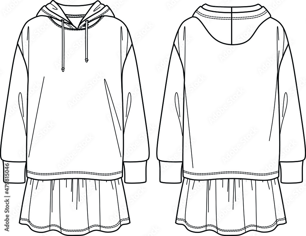 sweatshirt dress technical drawing 