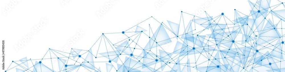 Obraz premium Vector abstract background. Design translucent glass fragments. Pattern of triangles and grid, cells, dots. Texture connection network digital communication. Banner technologies, medicine, website