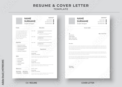 Resume and Cover Letter, Minimalist resume cv template, Cv professional jobs resume