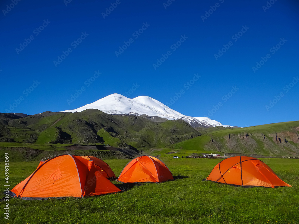 beautiful view from the tent camp on Mount Elbrus