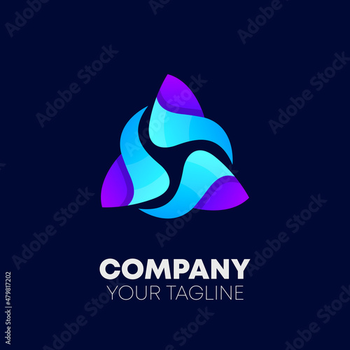Purple And Blue Abstract Gradient Logo Design