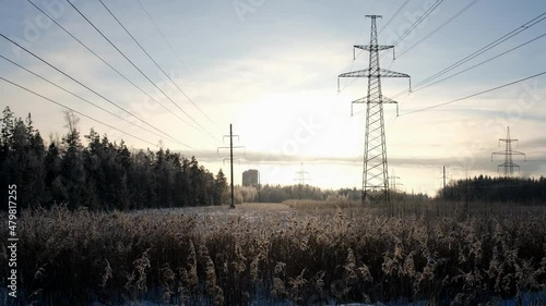 Winter in Russian cities, fields and forests, January cold. Field, grass, land.