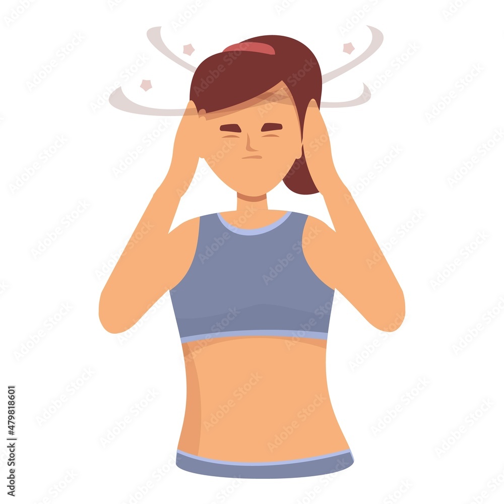 Girl dizziness icon cartoon vector. Brain sick. Head migraine Girl dizziness icon cartoon vector. Brain sick. Head migraine