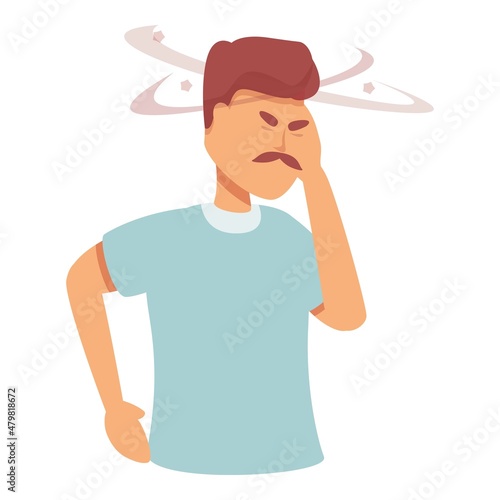 Father head pain con cartoon vector. Brain dizzy. Cold headache
