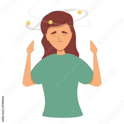 Woman head pain icon cartoon vector. Brain sick. Patient epilepsy