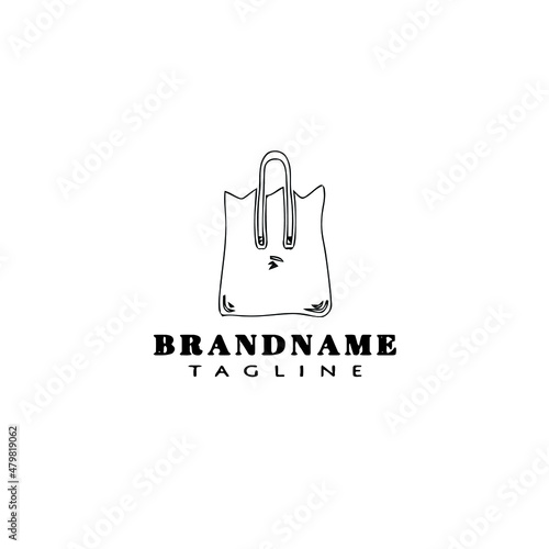 duffle bag logo cartoon icon design template black isolated vector illustration