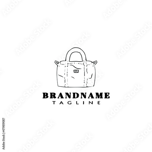 duffle bag logo cartoon icon design template black isolated vector illustration