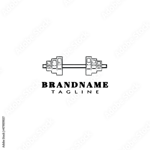 dumbbell cartoon icon design template logo black cute vector illustration