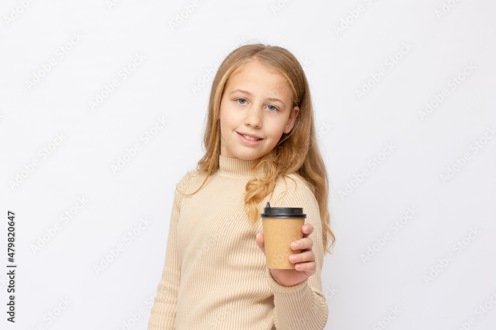 love, season, drinks and people concept - close up of happy smiling girl with coffee cup on white backgrond love, season, drinks and people concept - close up of happy smiling girl with coffee cup on white backgrond