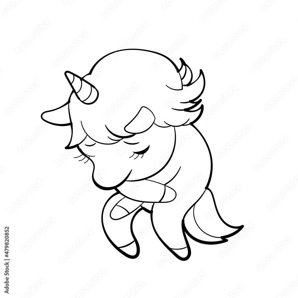 Cute Unicorn vector Sticker design. Pony Cartoon Character. Kawaii Unicorn emoji design.