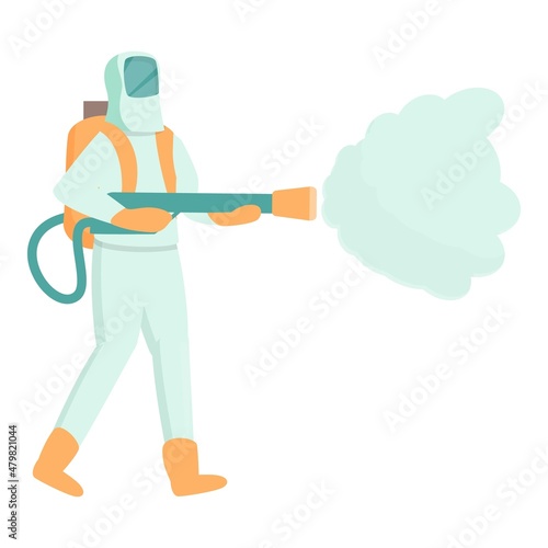 Chemical action icon cartoon vector. Control pest. Pesticide man action