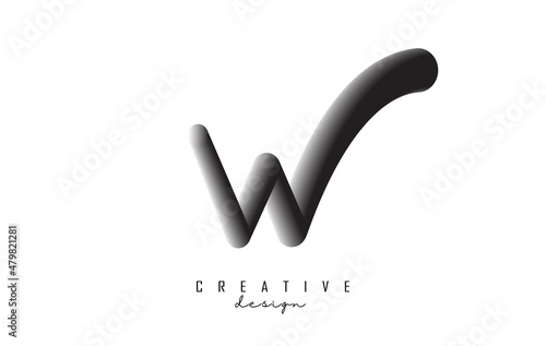 Letter W logo with grey gradient 3D effect. Creative vector illustration with twisted shape.