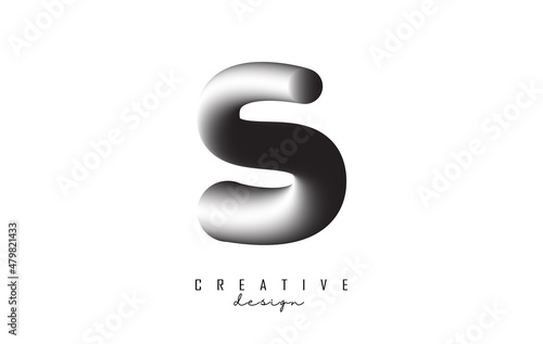 Letter S logo with grey gradient 3D effect. Creative vector illustration with twisted shape.