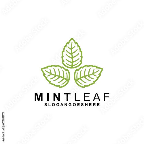Mint Leaf Logo Template Design Vector, Emblem, Design Concept, Creative Symbol, Icon