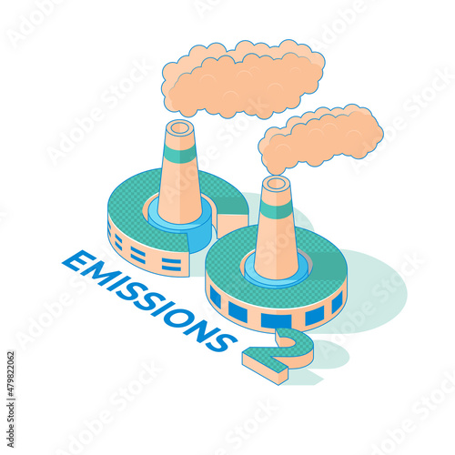 Illustration with typographic design CO2 emission and global warming