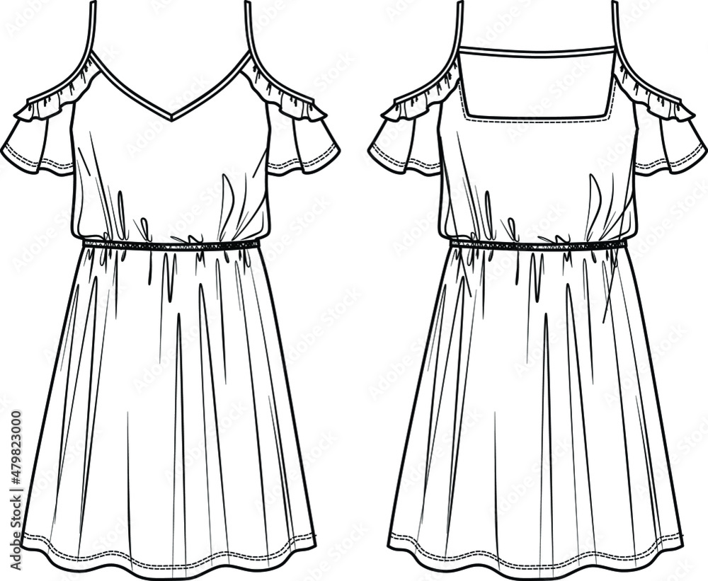 Off shoulder store dress drawing