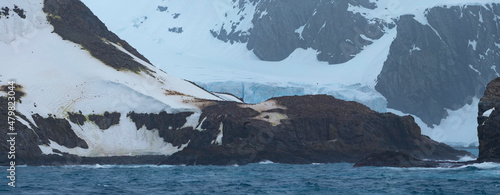 Peguin colony Antarctica Panorama photo