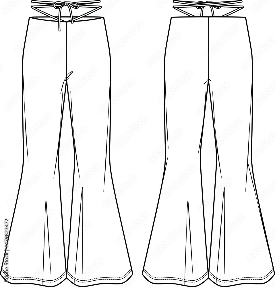 Vecteur Stock Vector flare pants for ladies fashion CAD, sketch
