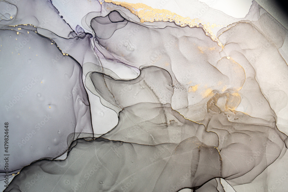 Naklejka premium Golden Abstract Background Liquid. Alcohol Ink on