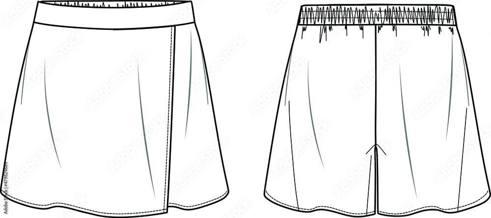 Vecteur Stock Vector mini skirt short fashion, wrapped woman skort