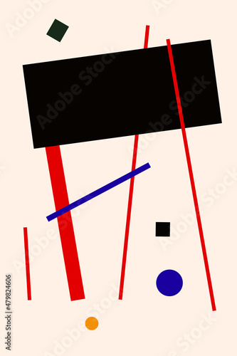 Suprematism composition, retro painting in suprematism style