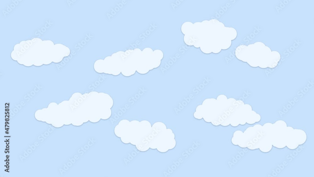 Animated white clouds moving across bright blue skies. Seamless loop animation. Animated white clouds moving across bright blue skies. Seamless loop animation.