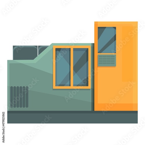 Factory equipment icon cartoon vector. Industry machine. Steel lathe