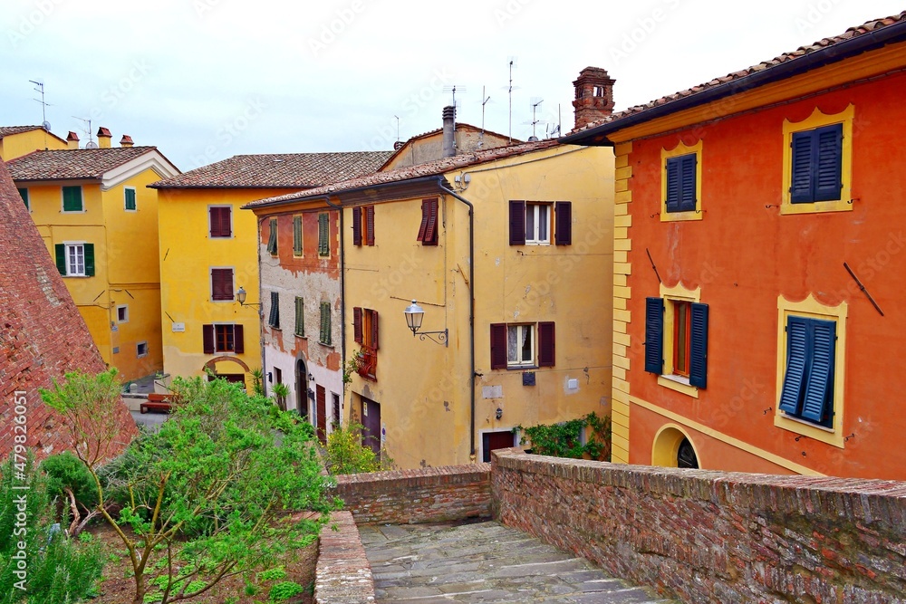 landscape of the small medieval village of Lari in Tuscany, Pisa, Italy