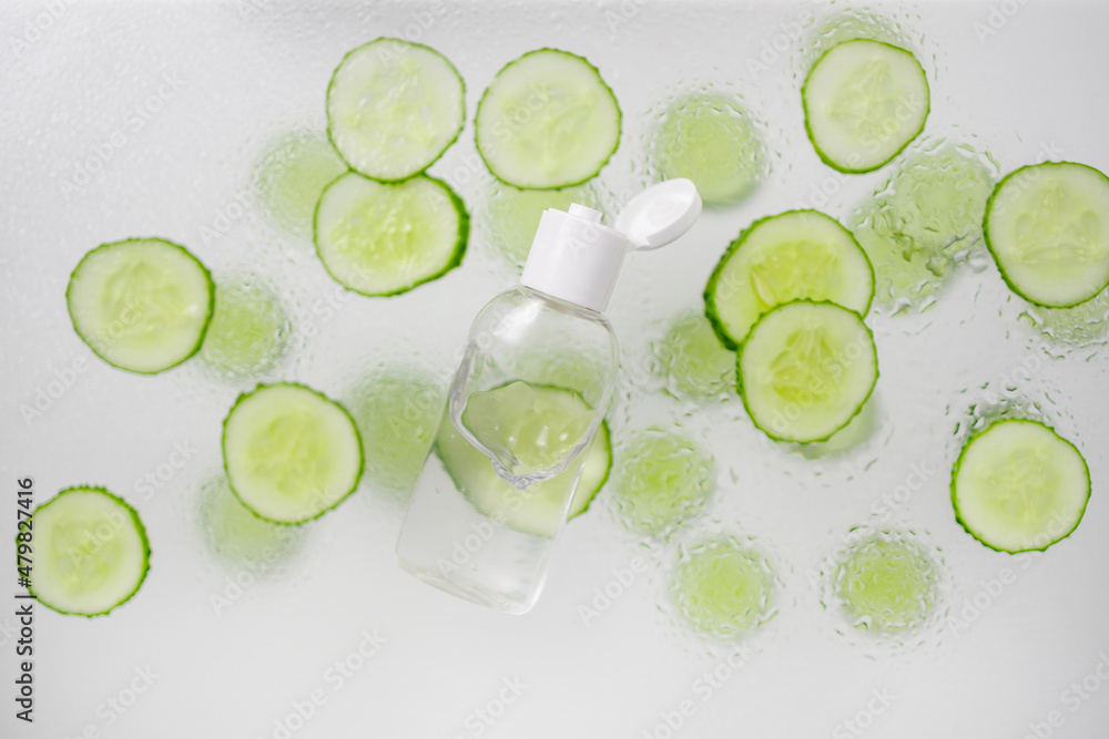 Fresh cucumber with many round slices background. Fresh cucumber with many round slices background.