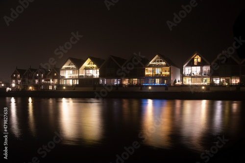 Night at the Nykoebing Sjalland harbour in Denmark.