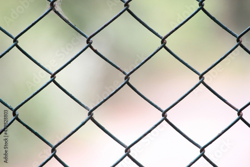 Chain link Fence Close up . 