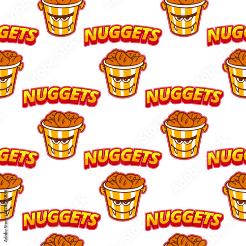 Multicolored pattern of cups with nuggets for the holiday on a white background. For printing and decoration of the holiday menu. Vector illustration.