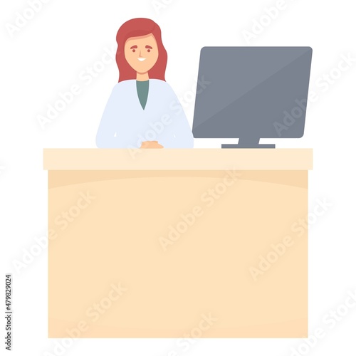 Hospital reception icon cartoon vector. Medical room. Office waiting