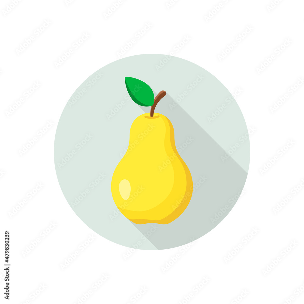 Pear icon flat vector sign isolated on circle background. Vector illustration Pear icon flat vector sign isolated on circle background. Vector illustration