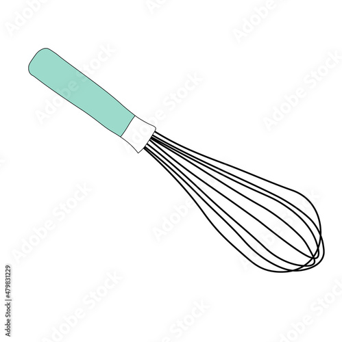 Whisk for whipping in the kitchen vector stock illustration. A beater is a broom for whipping cream. Isolated on a white background. © Мария Василенко
