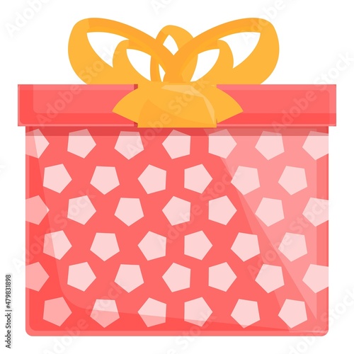 Surprise gift icon cartoon vector. Box present. Ribbon giftbox