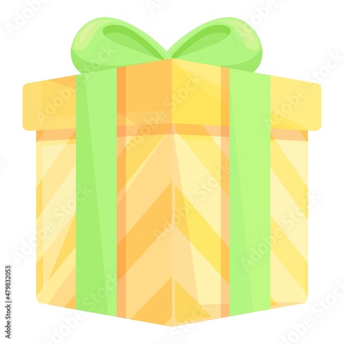 Party gift box icon cartoon vector. Present package. Christmas ribbon