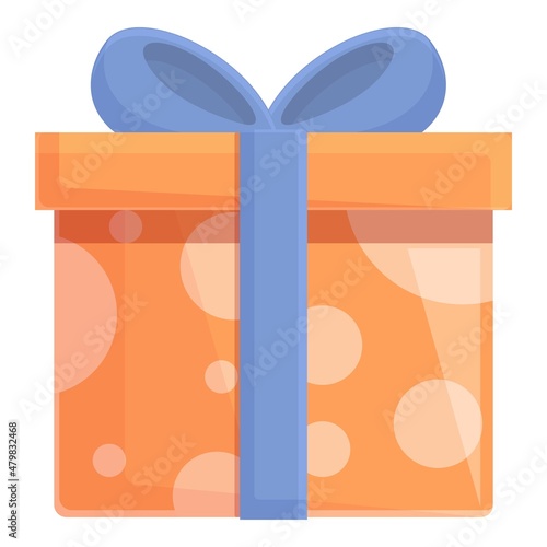 Xmas gift box icon cartoon vector. Ribbon present. Giftbox suprise