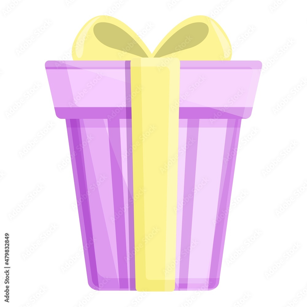 Cute gift box icon cartoon vector. Present ribbon. Giftbox package Cute gift box icon cartoon vector. Present ribbon. Giftbox package