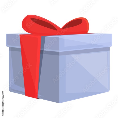 Giveaway gift box icon cartoon vector. Present package. Christmas ribbon