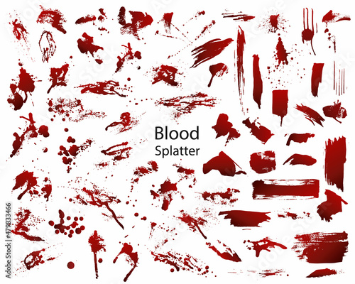 Collection of different blood splatter or paint,Halloween concept,ink splatter background isolated on white background