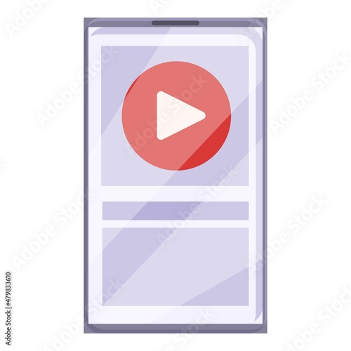 Smartphone youtube icon cartoon vector. Video stream. Live content