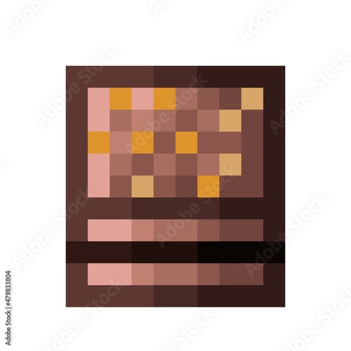 Chocolate-covered wafers and chocolate filling, Almond Sprinkle Wafer's pixel art. Mini wafer bar. Vector illustration.